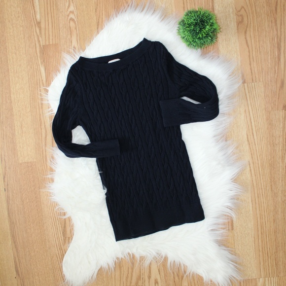 Loft Navy Cable Knit Sweater XS EUC
